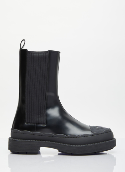 Shop Gucci Interlocking G Leather Boots In Black