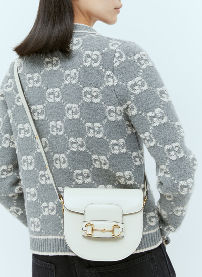 Shop Gucci Horsebit 1955 Mini Rounded Shoulder Bag In White