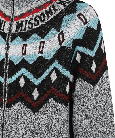 Shop Missoni Wool Knit Jacket In Multicolor