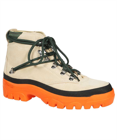 Reese Cooper Leather Lace-up Boots In Beige