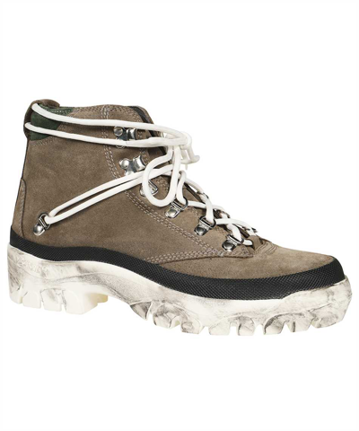 Reese Cooper Leather Lace-up Boots In Green