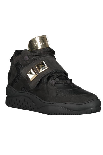Shop Philipp Plein Leather High-top Sneakers In Black