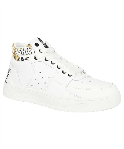 Shop Versace Jeans Couture Logo Detail Leather Sneakers In White