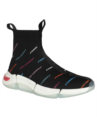 Shop Karl Lagerfeld Knitted Sock-sneakers In Black