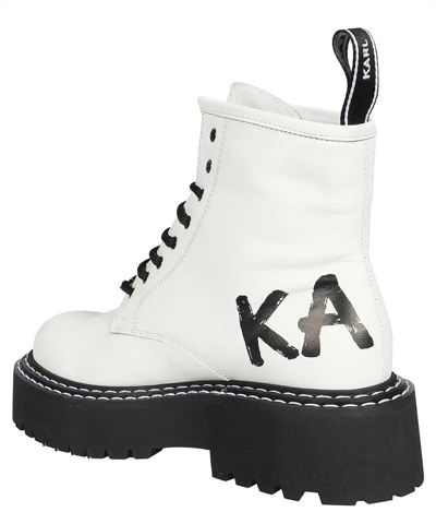 Shop Karl Lagerfeld Lace-up Ankle Boots In White