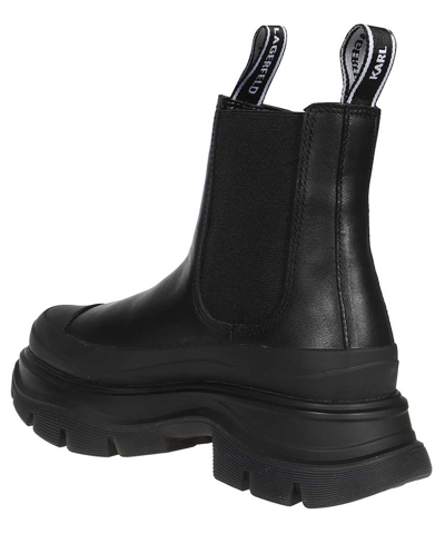 Shop Karl Lagerfeld Leather Ankle Boots In Black