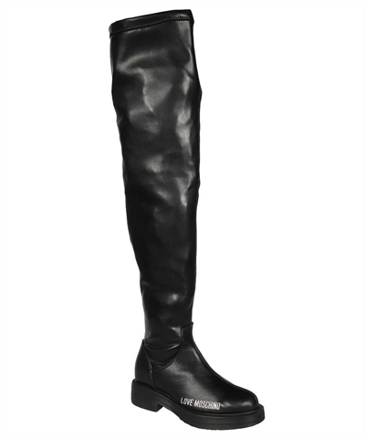 Shop Love Moschino Over-the-knee Boots In Black