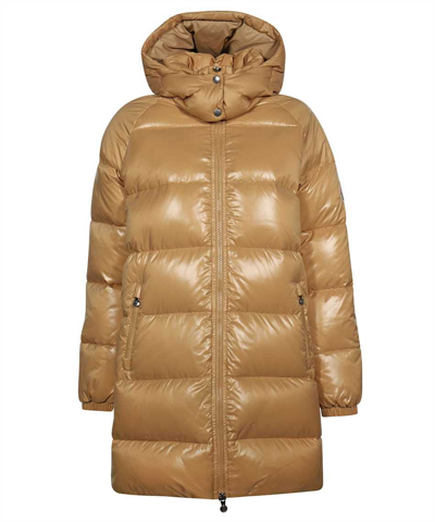 Shop Pyrenex Long Hooded Down Jacket In Brown
