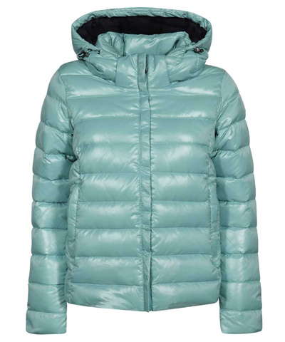 Shop Pyrenex Hooded Short Down Jacket In Light Blue
