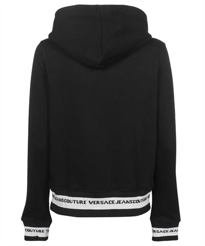 Versace Jeans Couture Logo-embroidered Zip-up Hoodie In Black