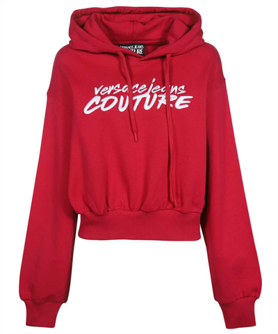 Shop Versace Jeans Couture Cotton Hoodie In Red