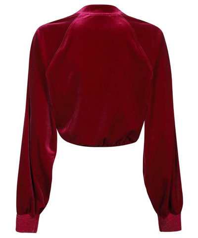 Shop Versace Jeans Couture Cropped Sweatshirt In Burgundy