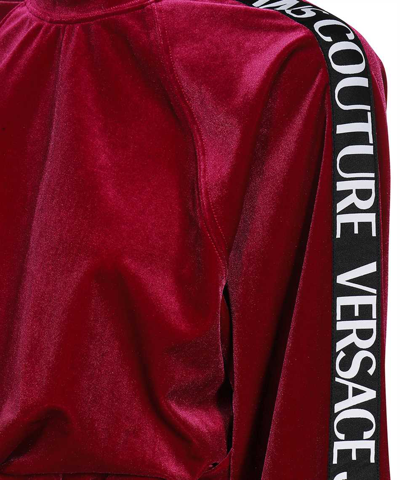 Shop Versace Jeans Couture Cropped Sweatshirt In Burgundy