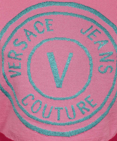 Versace Jeans Couture Round Logo Pullover In Pink
