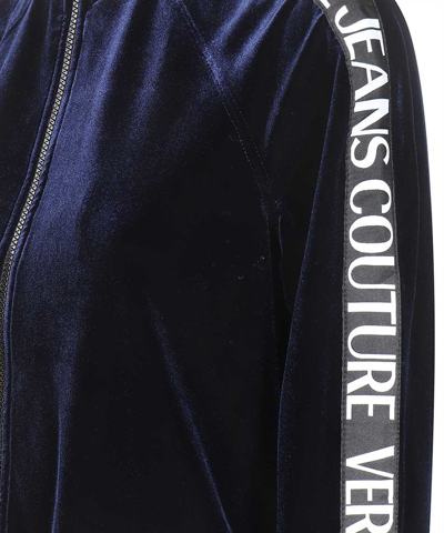 Shop Versace Jeans Couture Full Zip Hoodie In Blue