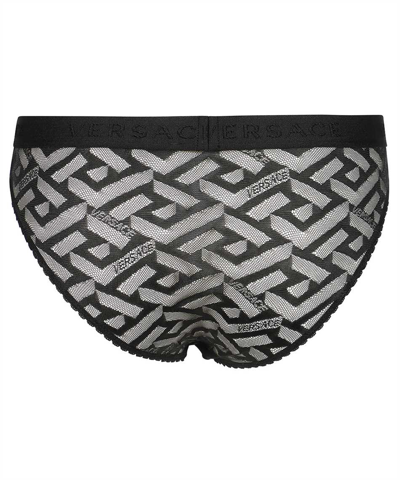 Shop Versace Lace Panties In Black