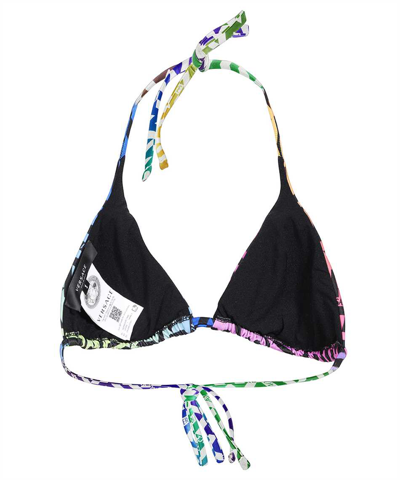 Shop Versace Printed Bikini Top In Multicolor