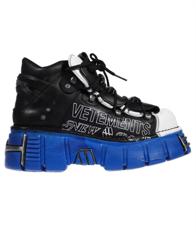 Shop Vetements Leather Platform Sneakers In Black