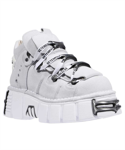 Shop Vetements Leather Platform Sneakers In White