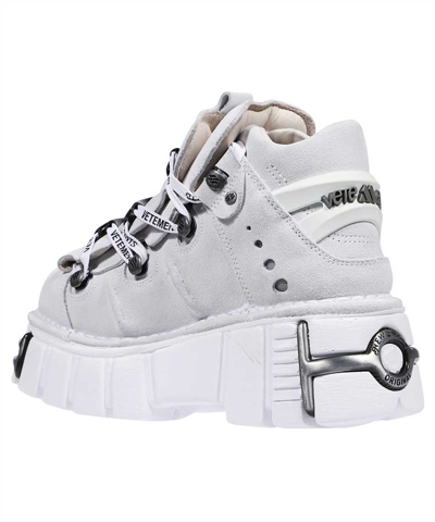 Shop Vetements Leather Platform Sneakers In White