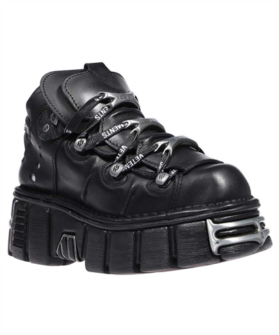 Shop Vetements Leather Platform Sneakers In Black