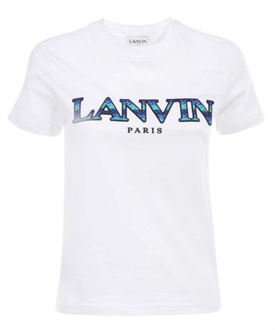 Shop Lanvin Patch Detail Cotton T-shirt In White