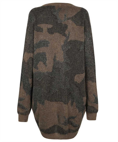 John Richmond Panelled Knit V-neck Cardigan In Khaki