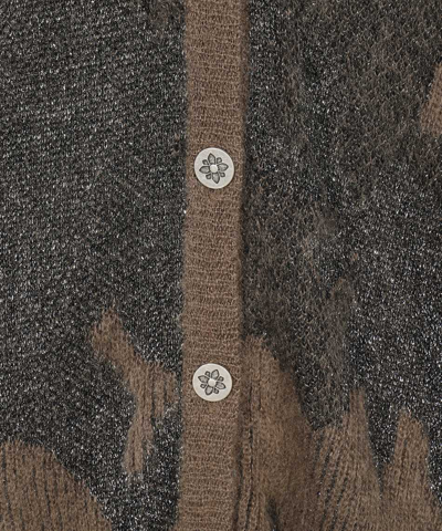 John Richmond Panelled Knit V-neck Cardigan In Khaki
