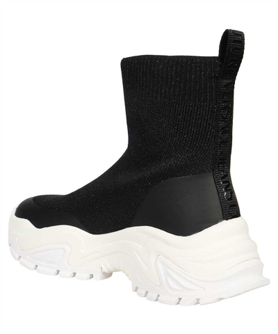 Shop Versace Jeans Couture Knitted Sock-sneakers In Black