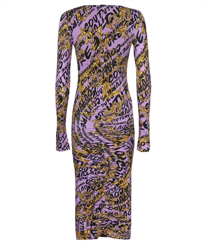 Versace Jeans Couture Printed Dress In Gold