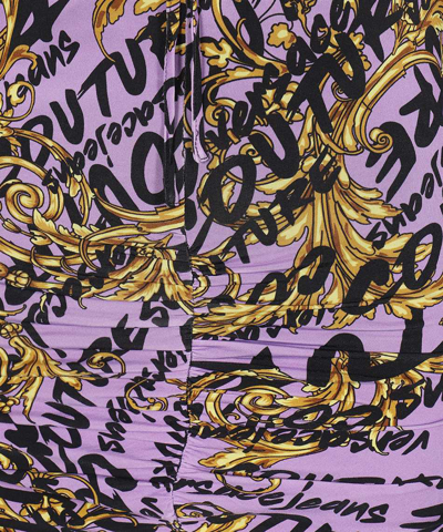 Versace Jeans Couture Printed Dress In Gold
