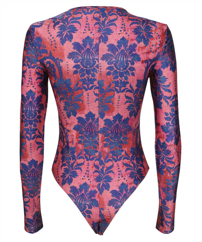 Shop Versace Jeans Couture Long Sleeve Bodysuit In Pink