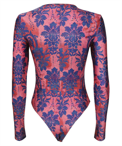 Versace Jeans Couture Long Sleeve Bodysuit In Pink