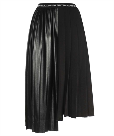 Versace Jeans Couture Pleated Asymmetric Skirt In Black