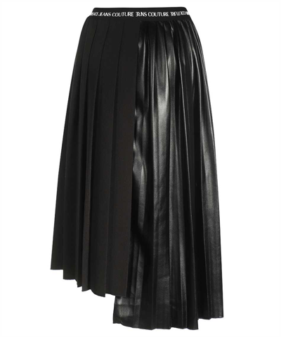 Versace Jeans Couture Pleated Asymmetric Skirt In Black