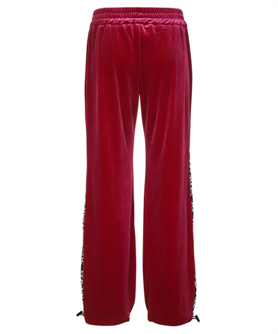 Shop Versace Jeans Couture Velvet Trousers In Burgundy