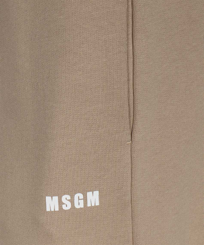 Msgm Logo Print Sweatpants In Beige