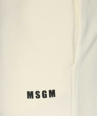 Shop Msgm Logo Print Sweatpants In Ecru