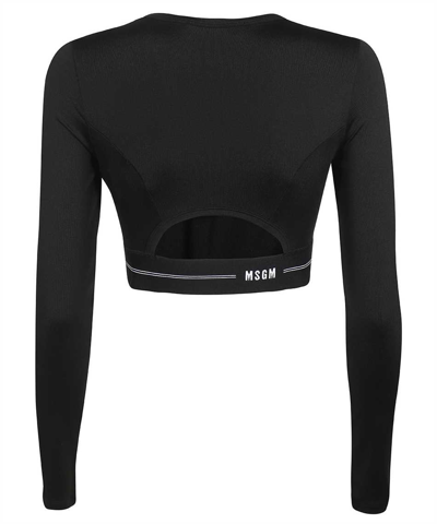 Msgm Long Sleeve Crop Top In Black