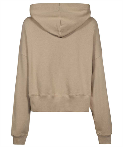 Msgm Cotton Hoodie In Beige