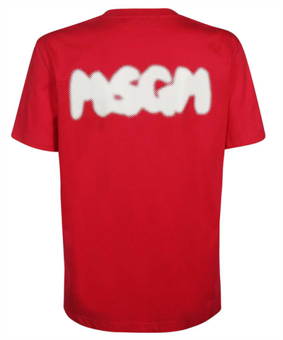 Shop Msgm Printed Cotton T-shirt In Red