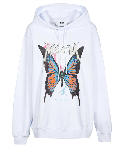 Shop Msgm Cotton Hoodie In White