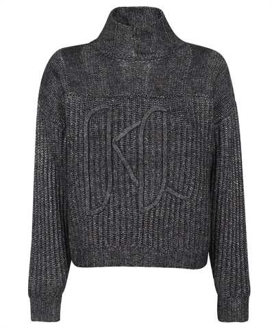 Shop Karl Lagerfeld Turtleneck Sweater In Grey