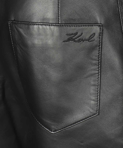 Shop Karl Lagerfeld Leather Pants In Black
