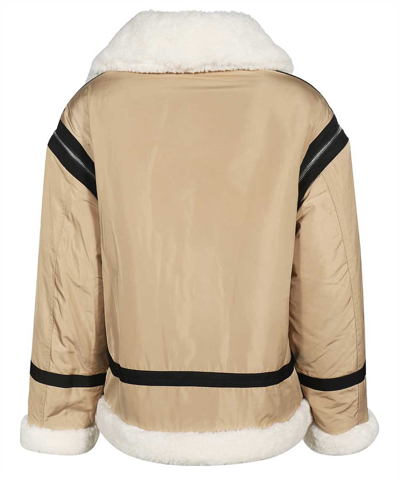 Karl Lagerfeld X Cara Delevingne Faux-shearling Trim Jacket In Sand