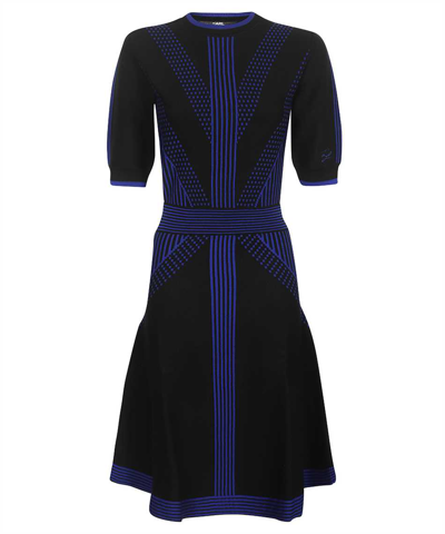 Shop Karl Lagerfeld Knitted Dress In Black