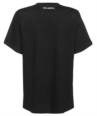 Shop Karl Lagerfeld Printed Cotton T-shirt In Black