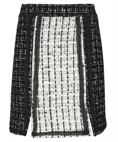 Shop Karl Lagerfeld Bouclé Wool Skirt In Black