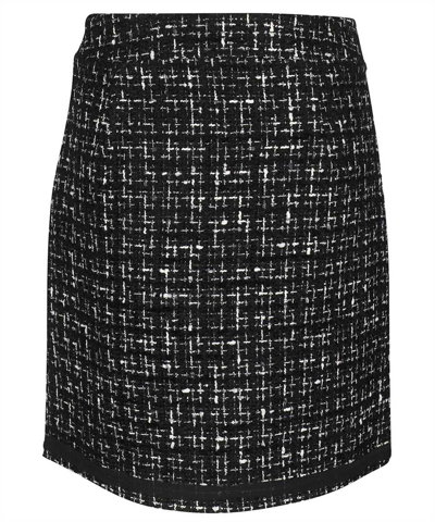 Shop Karl Lagerfeld Bouclé Wool Skirt In Black