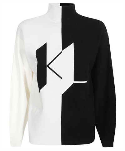 Shop Karl Lagerfeld Turtleneck Sweater In White